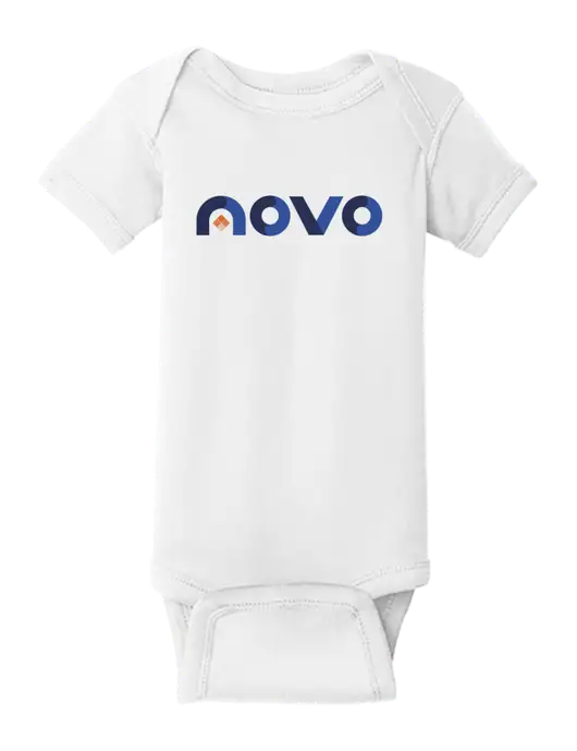 Rabbit Skins White Infant Short Sleeve Baby Rib Bodysuit w/Novo Logistics Logo