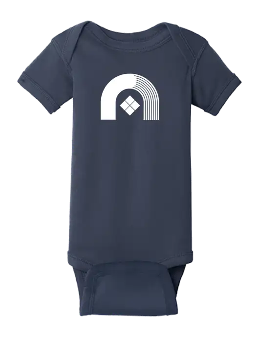 Rabbit Skins Navy Infant Short Sleeve Baby Rib Bodysuit w/Novo Icon