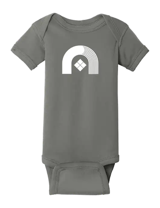 Rabbit Skins Charcoal Infant Short Sleeve Baby Rib Bodysuit w/Novo Icon