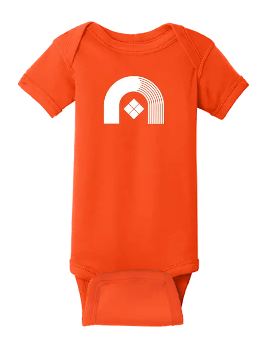 Rabbit Skins Orange Infant Short Sleeve Baby Rib Bodysuit w/Novo Icon