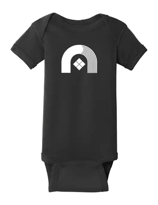 Rabbit Skins Black Infant Short Sleeve Baby Rib Bodysuit w/Novo Icon
