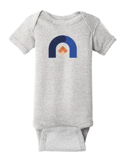 Rabbit Skins Light Grey Heather Infant Short Sleeve Baby Rib Bodysuit w/Novo Icon