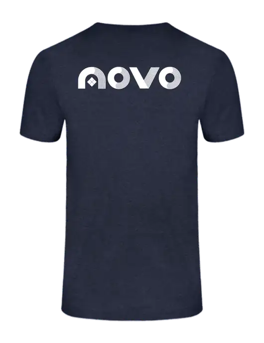 Ring Spun Heather Navy 4.5 oz T-Shirt w/Novo Logistics Logo, Novo Icon