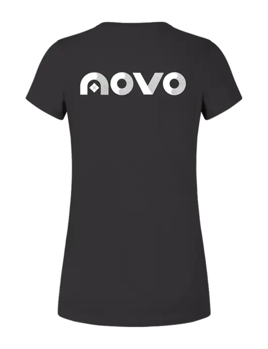 Womens Ring Spun Charcoal 4.5 oz T-Shirt w/Novo Logistics Logo, Novo Icon