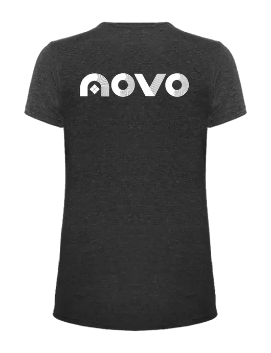 Womens Ring Spun Dark Heather Grey 4.5 oz T-Shirt w/Novo Logistics Logo, Novo Icon