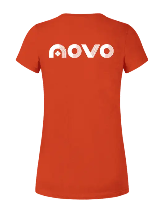 Womens Ring Spun Orange 4.5 oz T-Shirt w/Novo Logistics Logo, Novo Icon