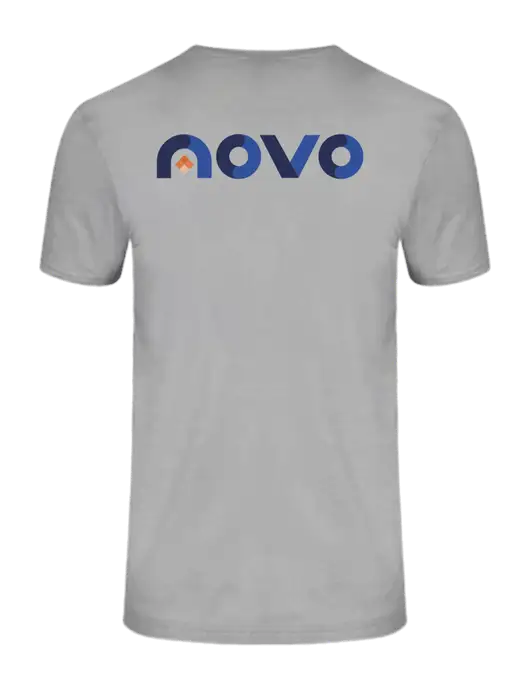 Ring Spun Silver 4.5 oz T-Shirt w/Novo Logistics Logo, Novo Icon