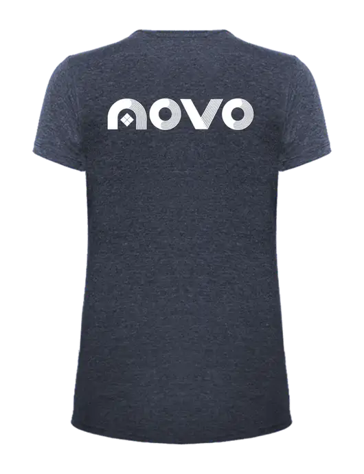 Womens Ring Spun Heather Navy 4.5 oz T-Shirt w/Novo Logistics Logo, Novo Icon