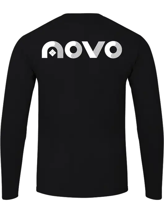 Ring Spun Jet Black 4.5 oz Long Sleeve T-Shirt w/Novo Logistics Logo, Novo Icon