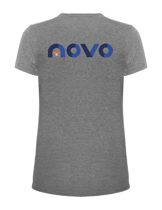 Womens Ring Spun Light Grey Heather 4.5 oz T-Shirt w/Novo Logistics Logo, Novo Icon