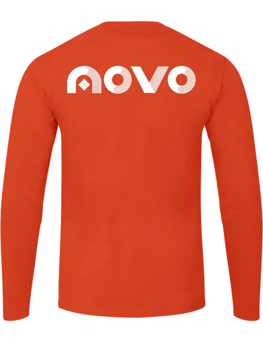 Ring Spun Orange 4.5 oz Long Sleeve T-Shirt w/Novo Logistics Logo, Novo Icon