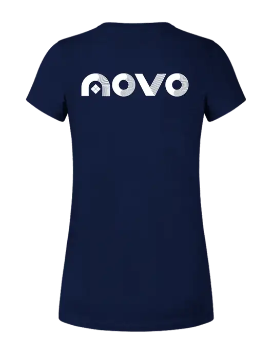 Womens Ring Spun Navy 4.5 oz T-Shirt w/Novo Logistics Logo, Novo Icon