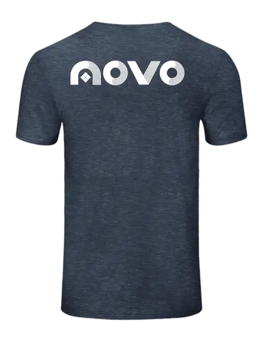 Seriously Soft Heathered Navy T-Shirt w/Novo Logistics Logo, Novo Icon