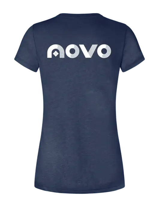 Womens Seriously Soft Heathered Navy T-Shirt w/Novo Logistics Logo, Novo Icon