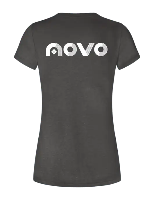 Womens Seriously Soft Heathered Charcoal T-Shirt w/Novo Logistics Logo, Novo Icon