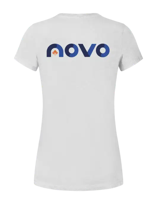 Womens Seriously Soft White T-Shirt w/Novo Logistics Logo, Novo Icon