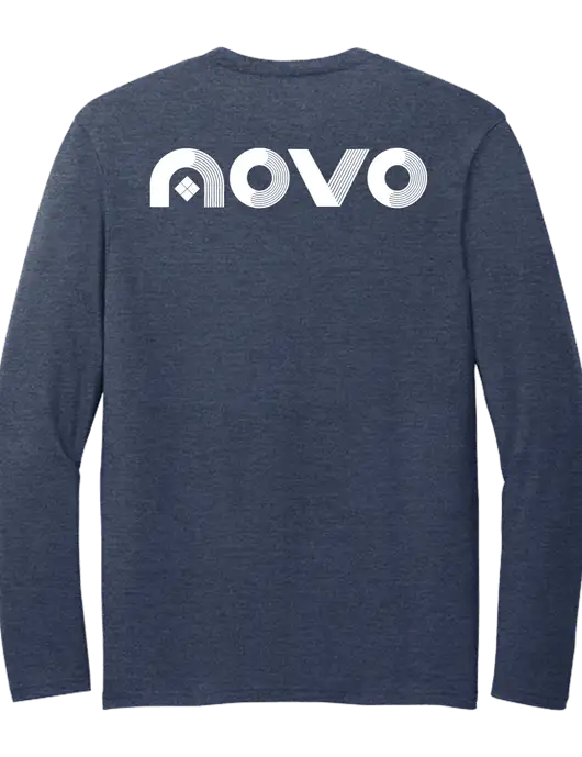 Seriously Soft Heathered Navy Long Sleeve T-Shirt w/Novo Logistics Logo, Novo Icon