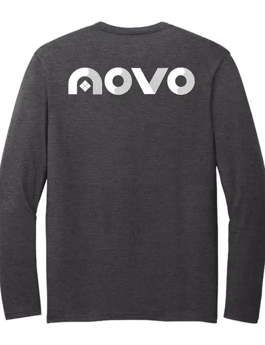 Seriously Soft Heathered Charcoal Long Sleeve T-Shirt w/Novo Logistics Logo, Novo Icon