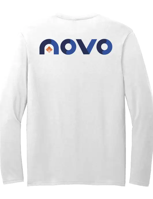 Seriously Soft White Long Sleeve T-Shirt w/Novo Logistics Logo, Novo Icon
