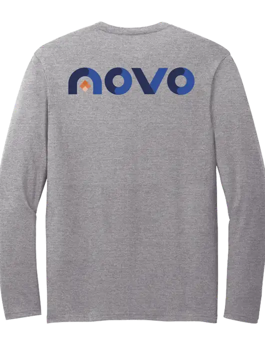 Seriously Soft Light Heathered Grey Long Sleeve T-Shirt w/Novo Logistics Logo, Novo Icon