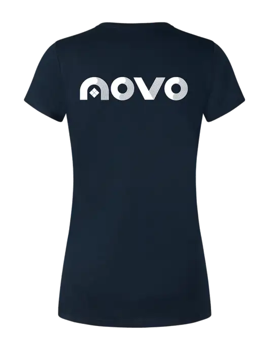 Womens Simply Soft Navy 4.5oz Poly/Combed Ring Spun Cotton T-Shirt w/Novo Logistics Logo, Novo Icon