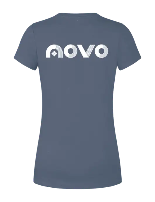 Womens Simply Soft Navy Frost 4.5oz  Poly/Combed Ring Spun Cotton T-Shirt w/Novo Logistics Logo, Novo Icon