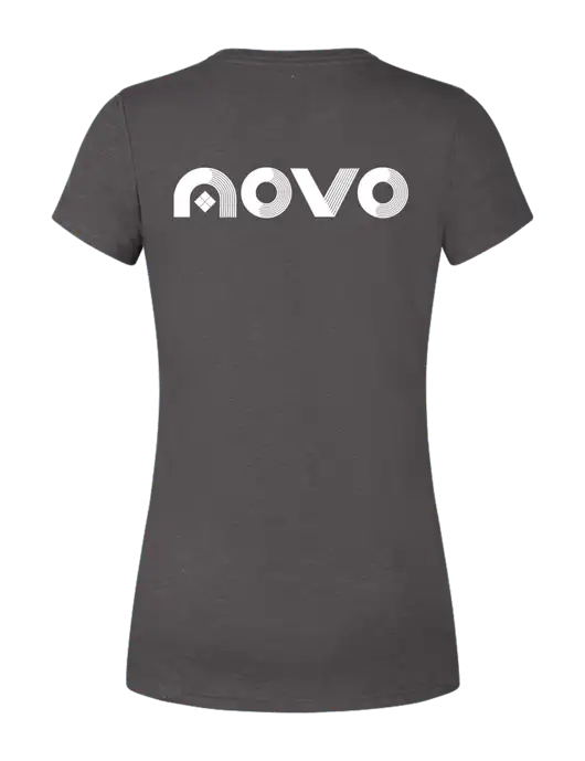Womens Simply Soft Heather Charcoal 4.5oz  Poly/Combed Ring Spun Cotton T-Shirt w/Novo Logistics Logo, Novo Icon