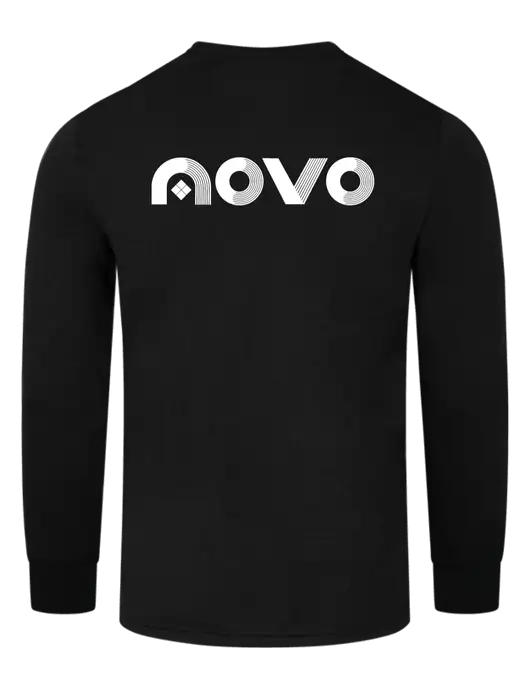 Simply Soft Long Sleeve Black 4.5 oz, Poly/Combed Ring Spun Cotton T-Shirt w/Novo Logistics Logo, Novo Icon