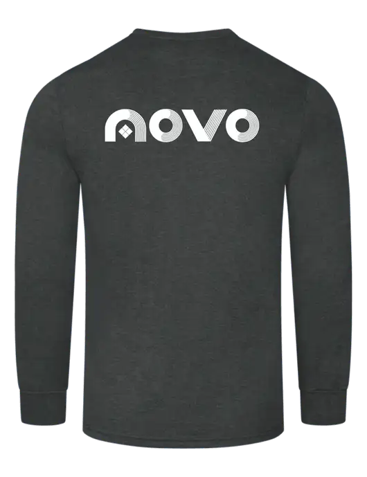 Simply Soft Long Sleeve Black Frost 4.5 oz, Poly/Combed Ring Spun Cotton T-Shirt w/Novo Logistics Logo, Novo Icon