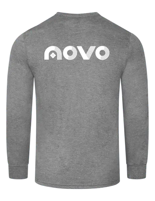 Simply Soft Long Sleeve Medium Grey Frost 4.5 oz, Poly/Combed Ring Spun Cotton T-Shirt w/Novo Logistics Logo, Novo Icon