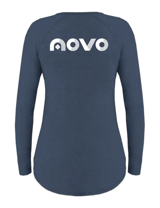 Womens Perfect Wide Collar Tunic Tri-Blend Navy Frost 4.5 oz T-Shirt w/Novo Logistics Logo, Novo Icon