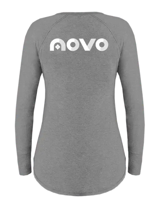Womens Perfect Wide Collar Tunic Tri-Blend Grey Frost 4.5 oz T-Shirt w/Novo Logistics Logo, Novo Icon