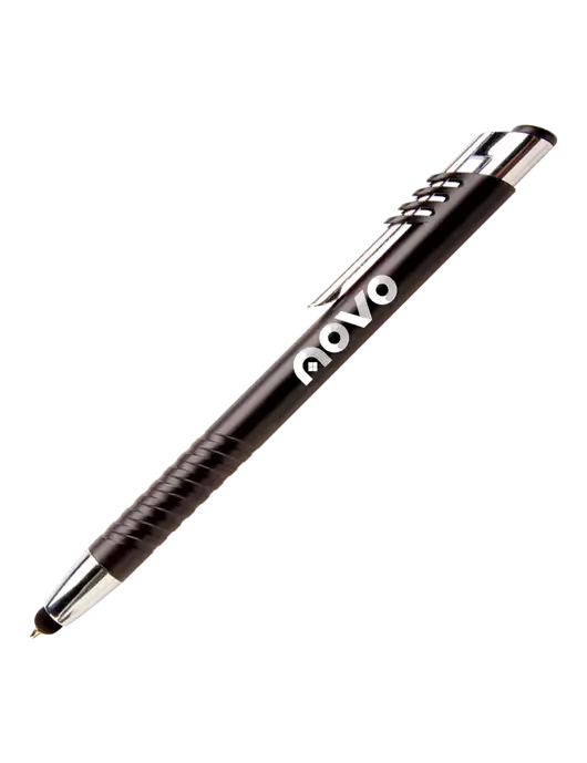 Schirhart Black Stylus Pen - Blue Ink w/Novo Logistics Logo