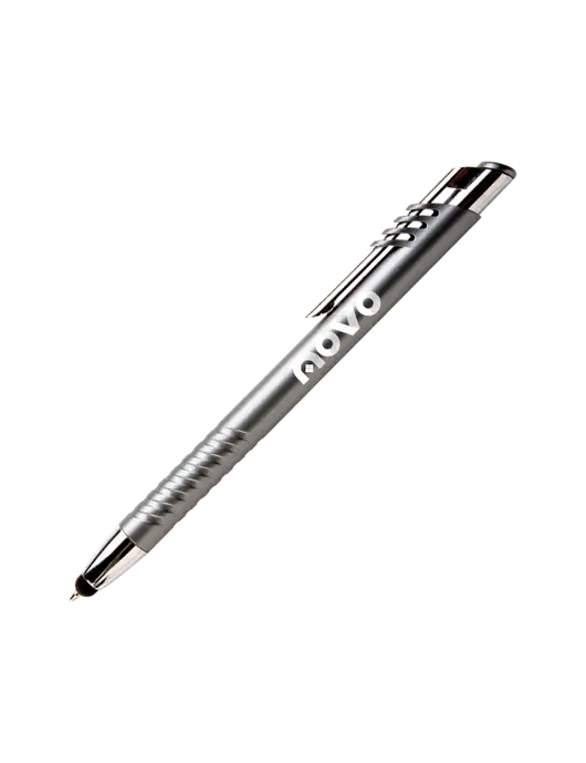 Schirhart Grey Stylus Pen - Blue Ink w/Novo Logistics Logo