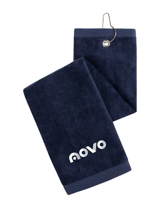 Navy Tri-Fold Golf Towel with Grommet w/Novo Logistics Logo