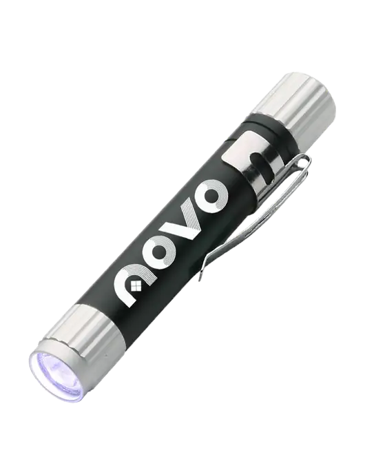 Black Aluminum LED Penlight w/Novo Logistics Logo