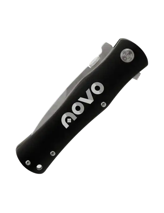 Black Folding Knife with Pocket Clip w/Novo Logistics Logo