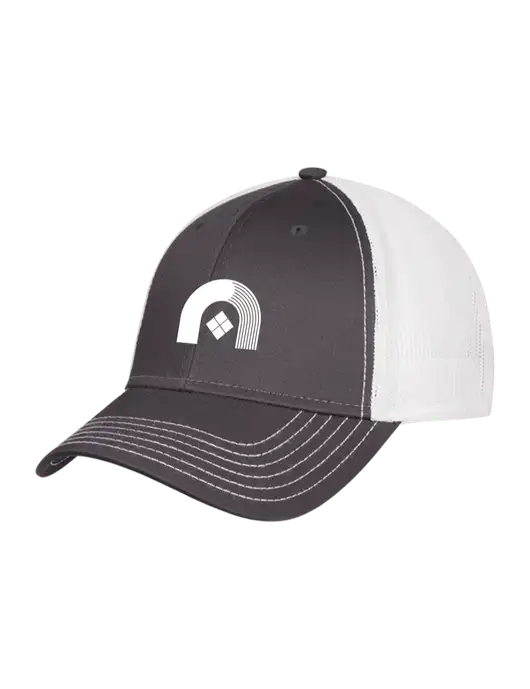 Dark Grey/White Mesh Trucker Cap Snap Back w/Novo Icon