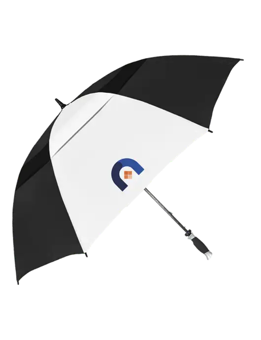 Black/White Vented Typhoon Tamer Golf Umbrella w/Novo Icon