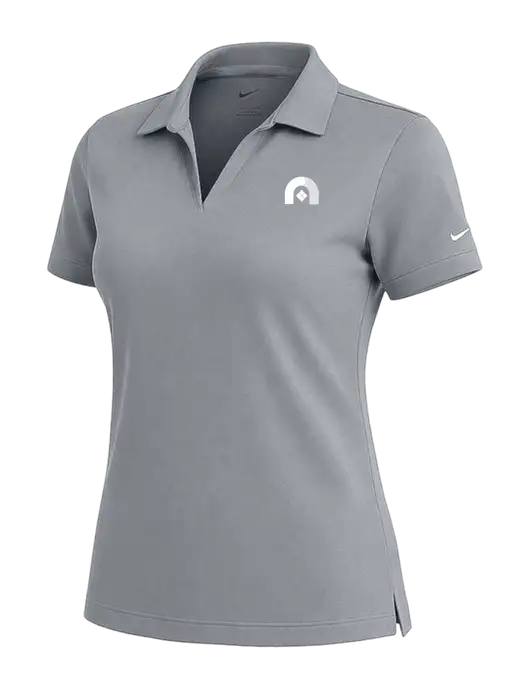 NIKE Medium Grey Womens Dri-Fit Micro Pique Polo w/Novo Icon