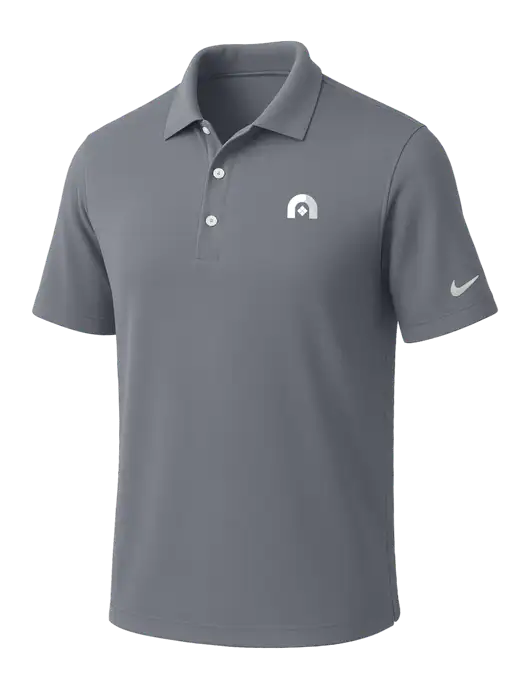 NIKE Medium Grey Dri-Fit Micro Pique Polo w/Novo Icon