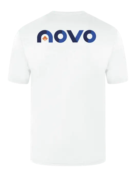Simply Soft White 4.5oz  Poly/Combed Ring Spun Cotton T-Shirt w/Novo Logistics Logo, Novo Icon