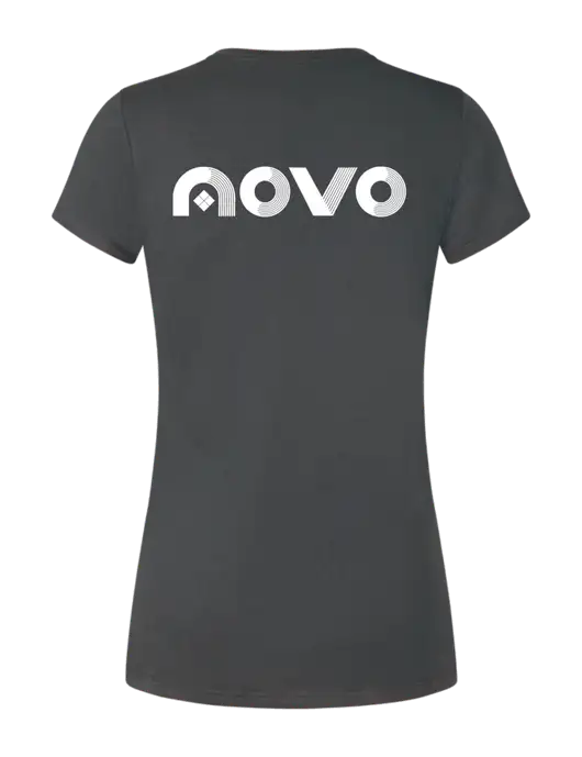 Womens Simply Soft Charcoal 4.5oz Poly/Combed Ring Spun Cotton T-Shirt w/Novo Logistics Logo, Novo Icon