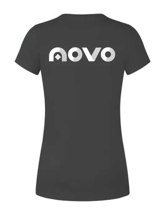 Womens Simply Soft Black Frost 4.5oz Poly/Combed Ring Spun Cotton T-Shirt w/Novo Logistics Logo, Novo Icon