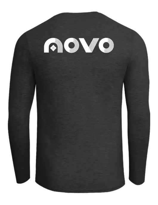 Ring Spun Dark Heather Grey 4.5 oz Long Sleeve T-Shirt w/Novo Logistics Logo, Novo Icon