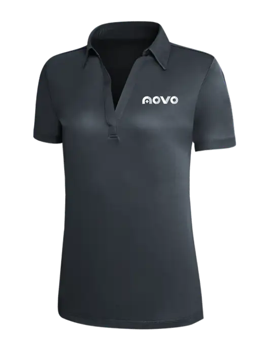 Dark Grey Silk Touch Womens Performance Polo w/Novo Logistics Logo