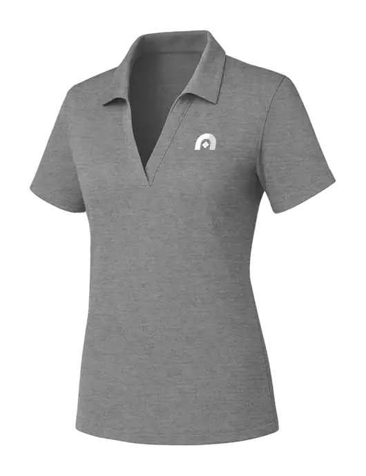 Womens Medium Grey Heather PosiCharge RacerMesh Polo w/Novo Icon