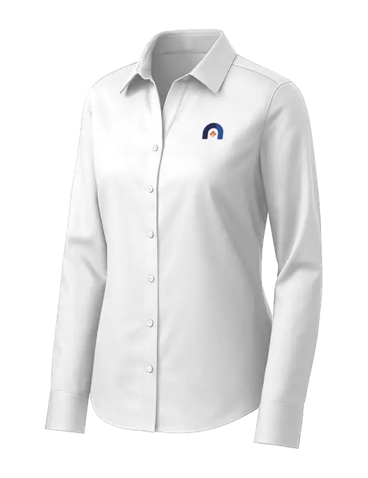 Brooks Brothers Womens White Wrinkle-Free Stretch Pinpoint Shirt w/Novo Icon