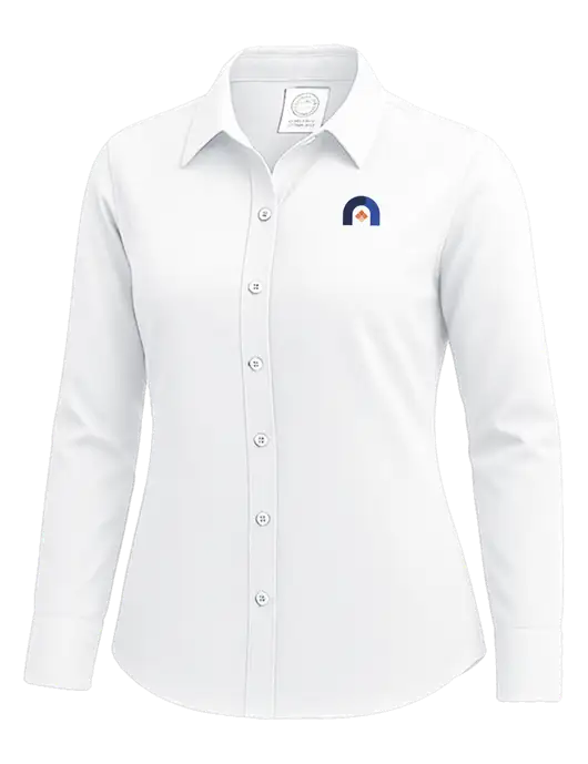Brooks Brothers Womens White Wrinkle-Free Stretch Nailhead Shirt w/Novo Icon