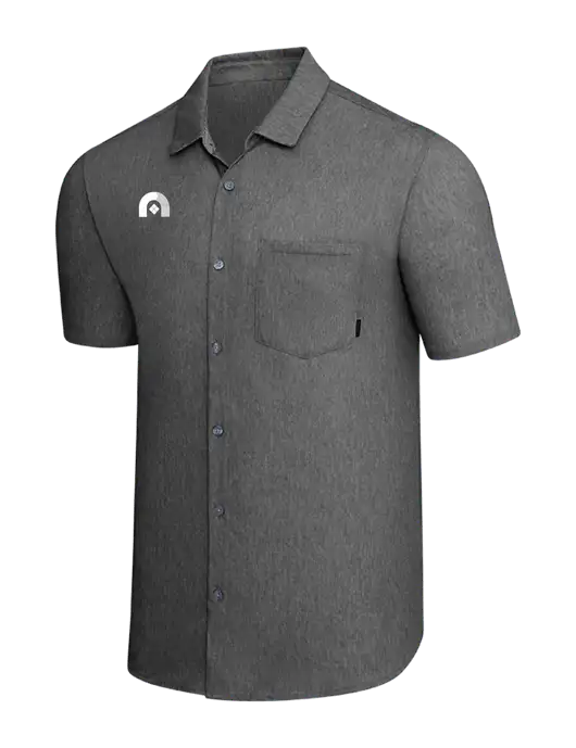 OGIO Dark Grey Heather Extend Short Sleeve Button Up Shirt w/Novo Icon